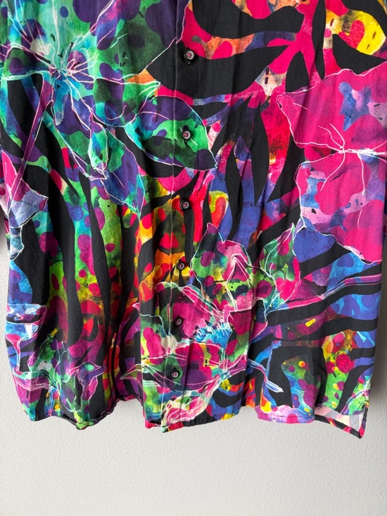 Robert Graham colorful abstract floral short sleeve button down top Men’s 1XL - Picture 3 of 7